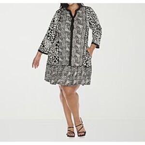 White Mark Women's Plus Size Leopard Print Shift Dress Size 2XL New Without Tag